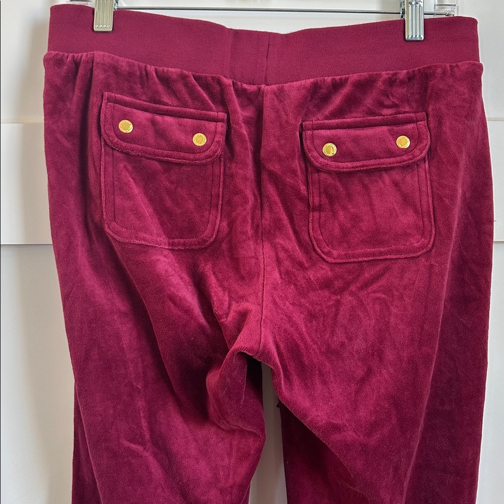 Vintage Juicy Couture Velour Drawstring Lounge Pants in Deep Wine/ Berry M Long - Picture 5 of 8